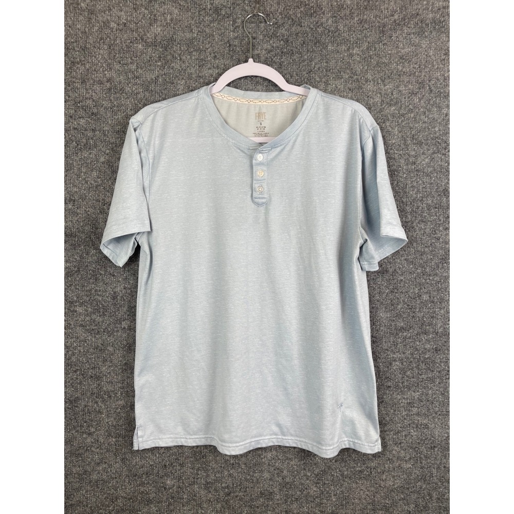 Frye Henley Shirt Mens Small Blue good Short Sleeve Casual Knit Logo‎